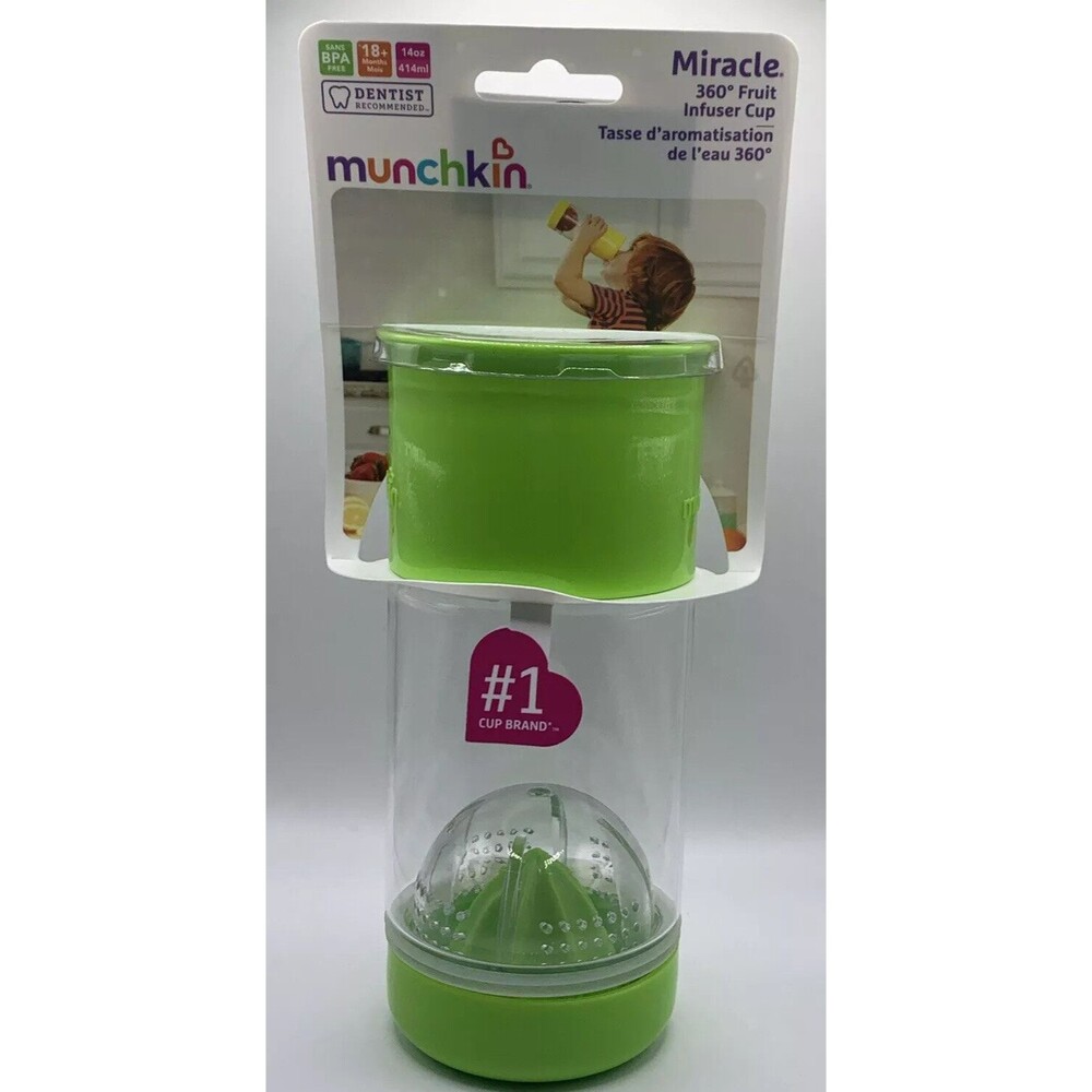 Munchkin Miracle 360 Fruit Infuser Sippy Cup, 14 Ounce, Green